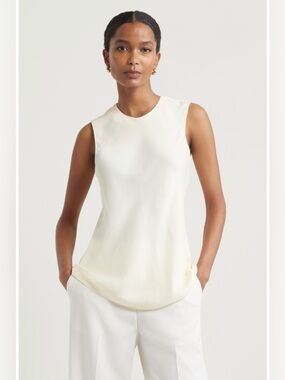 Nordstrom Sleeveless Satin Longline Top Ivory Size L 12-14 NWOT